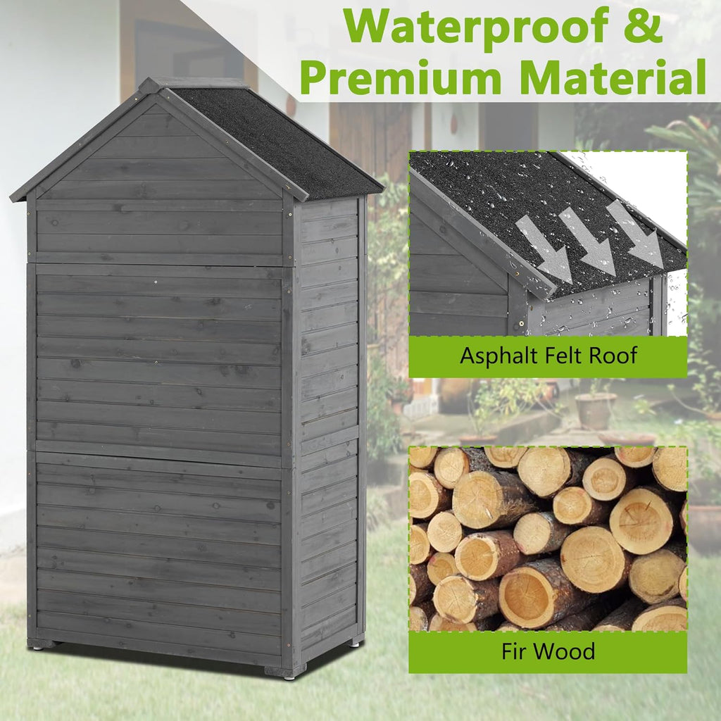 Outdoor Wooden Storage Shed with Lockable Door a7