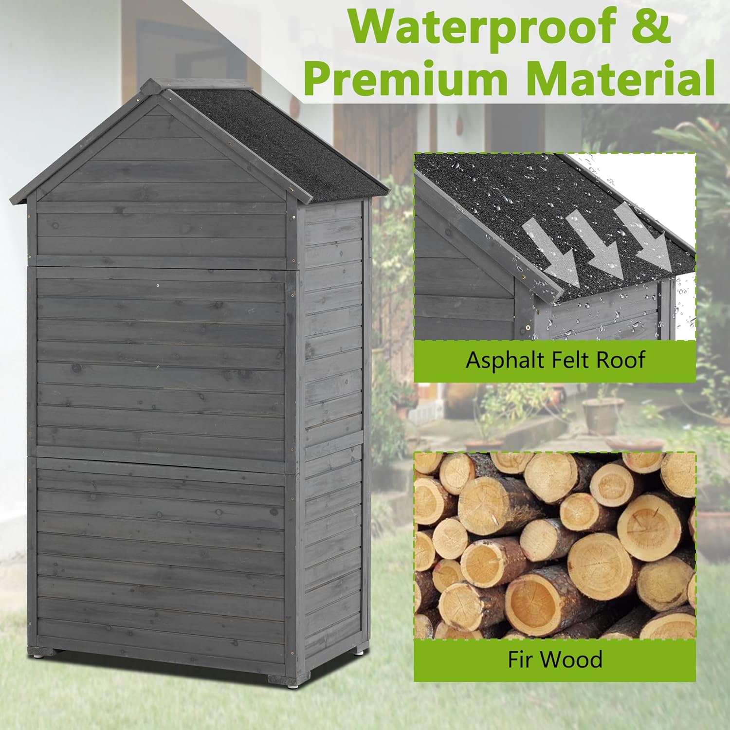 Outdoor Wooden Storage Shed with Lockable Door a7