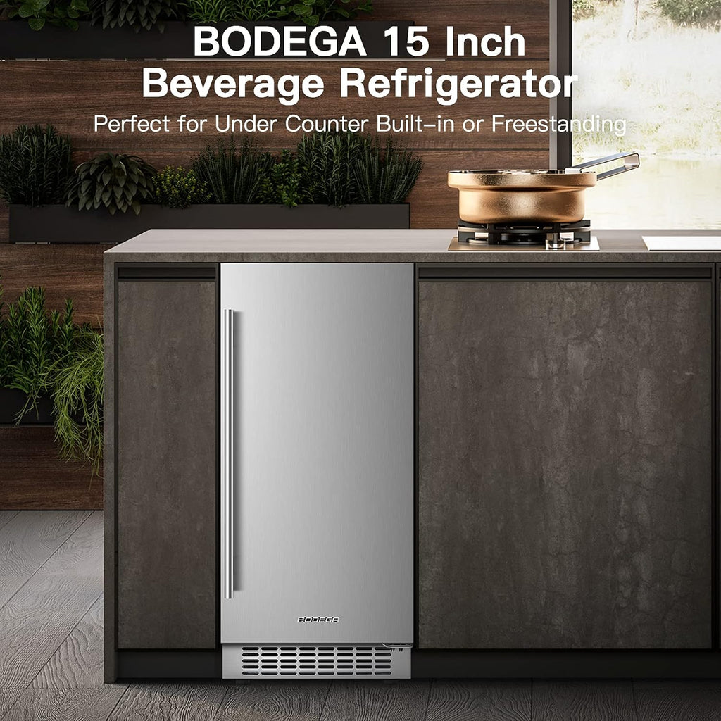 Beverage Cooler 24 Inch, Built-in Refrigerator 180 Cans, Stainless Steel Under Counter Fridge a7