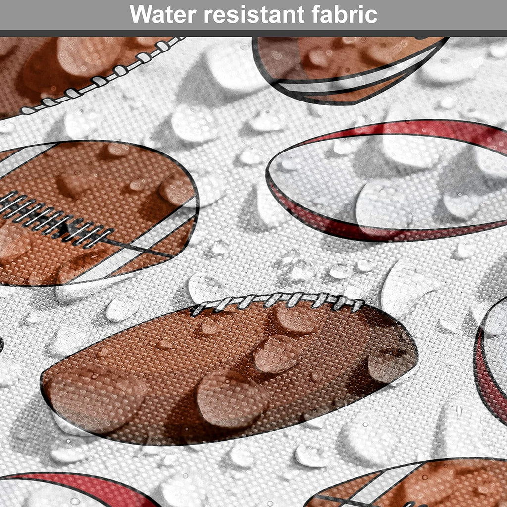 Ambesonne American Football Fabric by The Yard, Cartoon Rugby Balls, Caramel Ruby White W4000