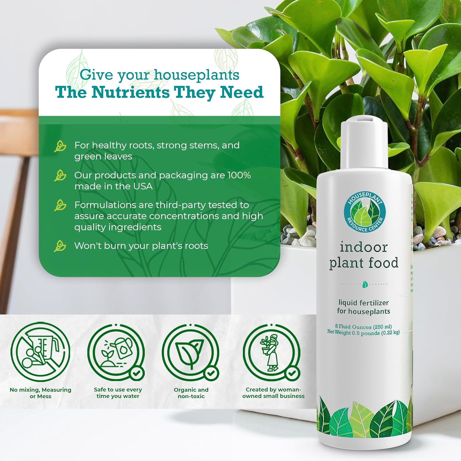 Indoor Plant Food Organic Liquid Fertilizer for Pothos Peace Lily Monstera Cactus 8 oz k7