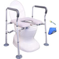 Raised Toilet Seat with Handles up to 450lbs, Wide Padded Elevated Toilet Seat for Seniors Handicap, Elongated Stand Alone Toilet Safety Chair with Suction Foot Pad & Splints