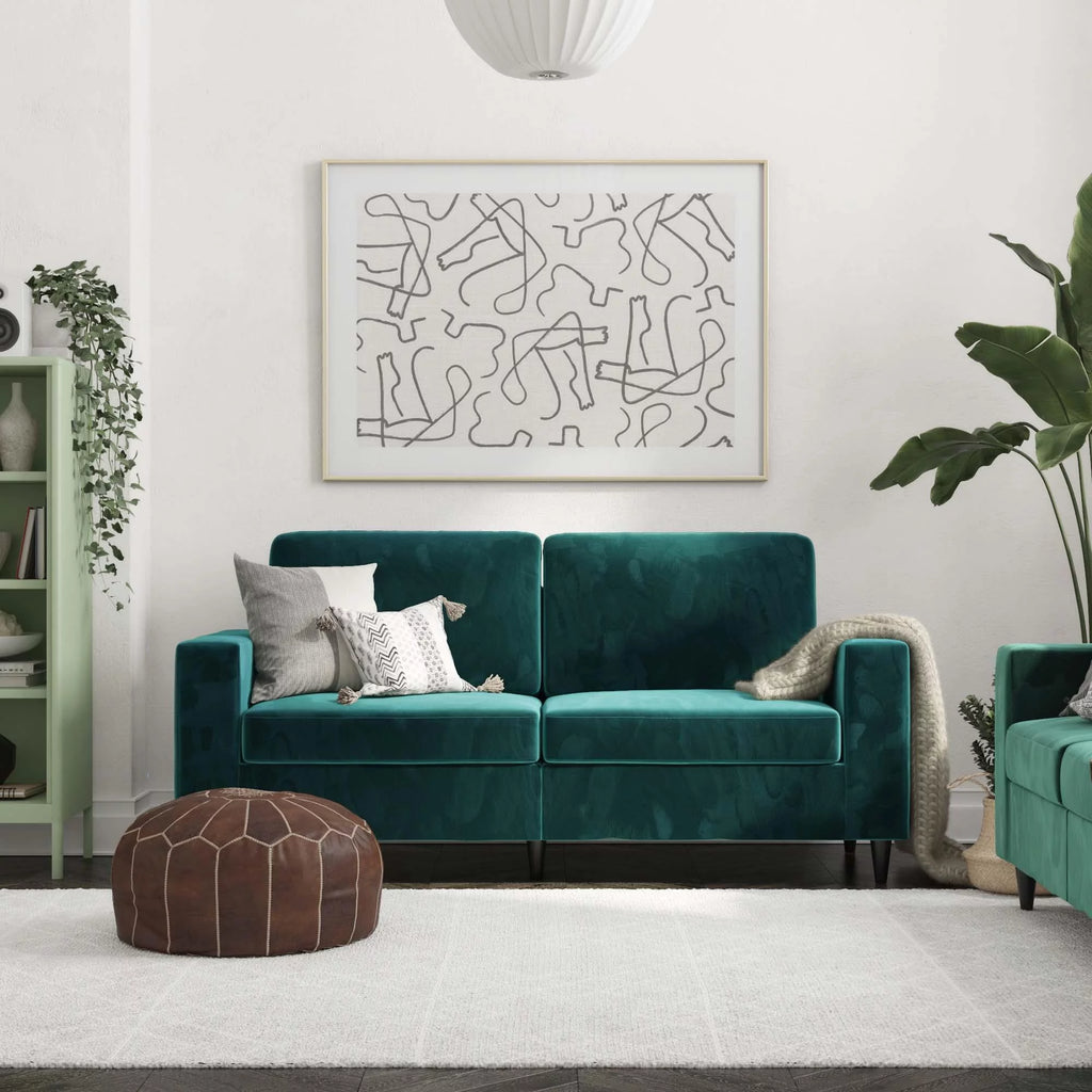 DHP Cooper 3 Seater Sofa, Green Velvet Y5477