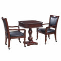 Carmelli NG2995 Fortress Chess Checkers u0026 Backgammon Pedestal Game Table u0026 Chairs Set - Mahogany