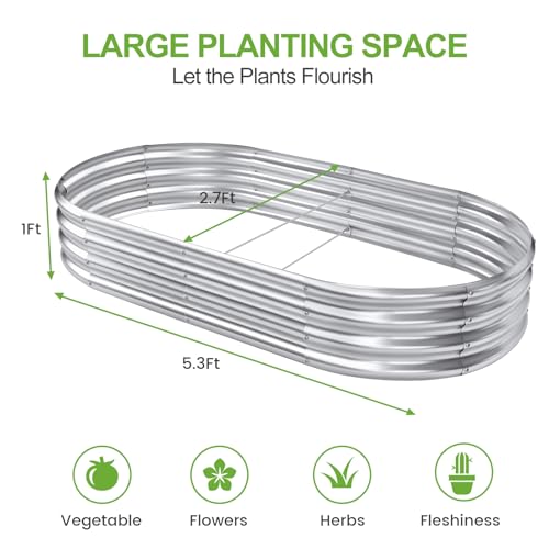 Galvanized Raised Garden Bed Kit Oval Metal Planter Box k7m
