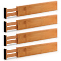 Bambusi Expandable Bamboo Drawer Dividers, Set of 4 Kitchen Organizers, 17 to 22 inches, Natural