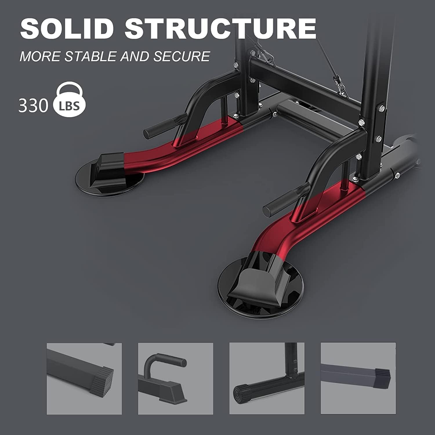 Pull Up Bar Dip Station Adjustable Height Home Gym 7k