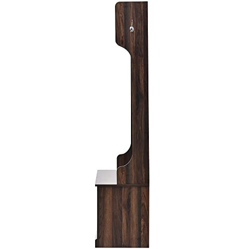 Hall Tree with Storage Bench, 6 Hooks, Entryway Coat Rack (Tiger) H6698