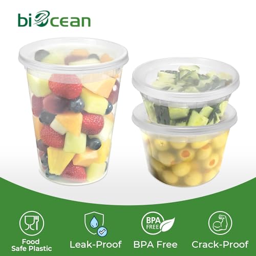 16 Oz Reusable Deli Containers with Lids, BPA-Free Plastic Food Storage, 50 Set Z8788