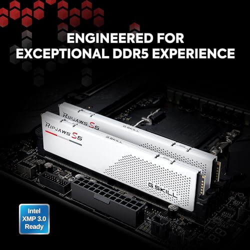 G.SKILL Ripjaws S5 DDR5 RAM 32GB (2x16GB) 6000MT/s CL32 Desktop Memory UDIMM - Matte White D4123