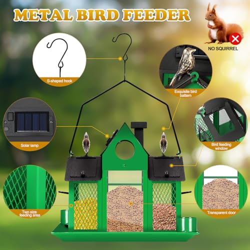 Solar Bird Feeder for Outside Hanging Metal Wild Bird Feeder Blue k7