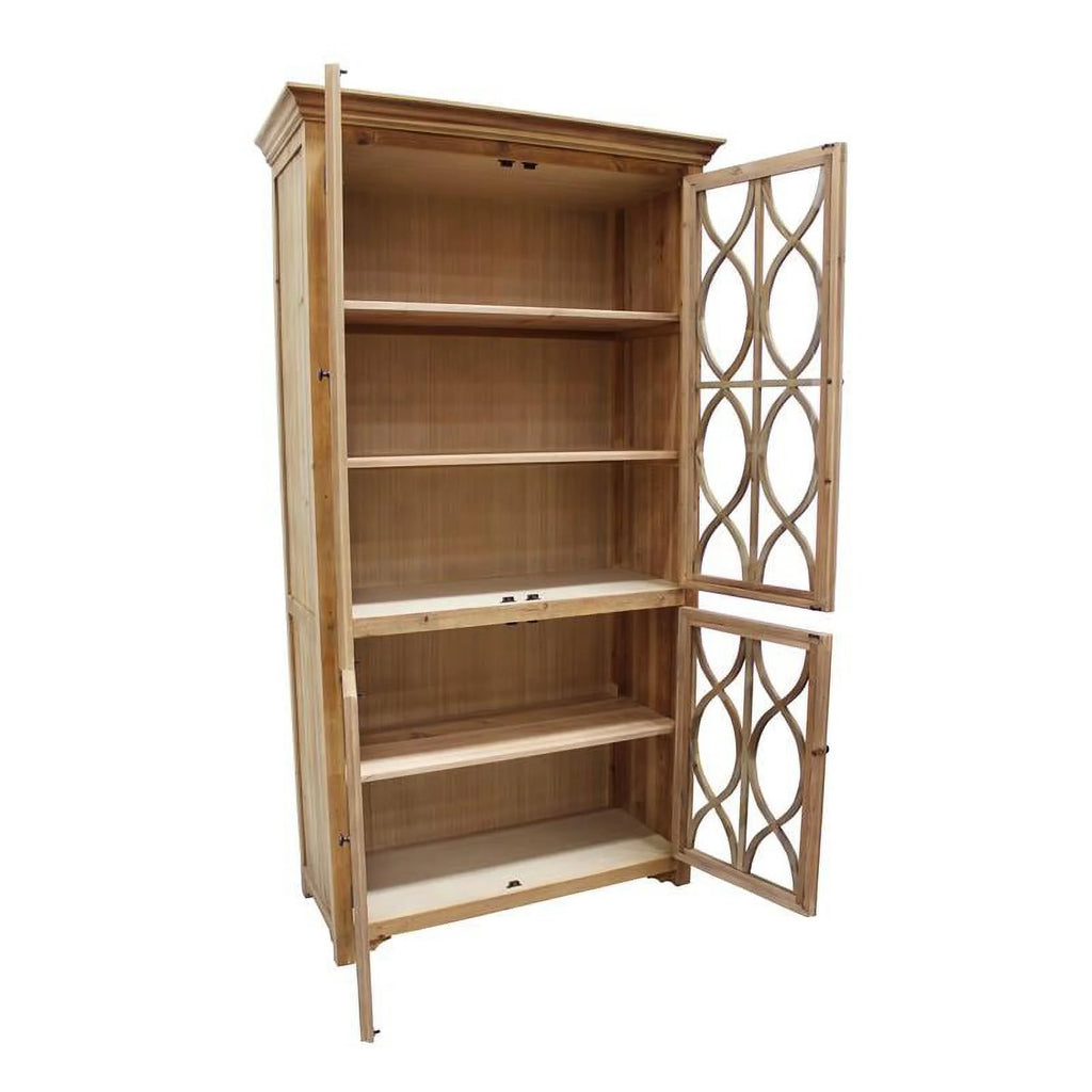 Manhattan Beach Ikki 4 Glass Door Solid Wood Cabinet Natural B550855