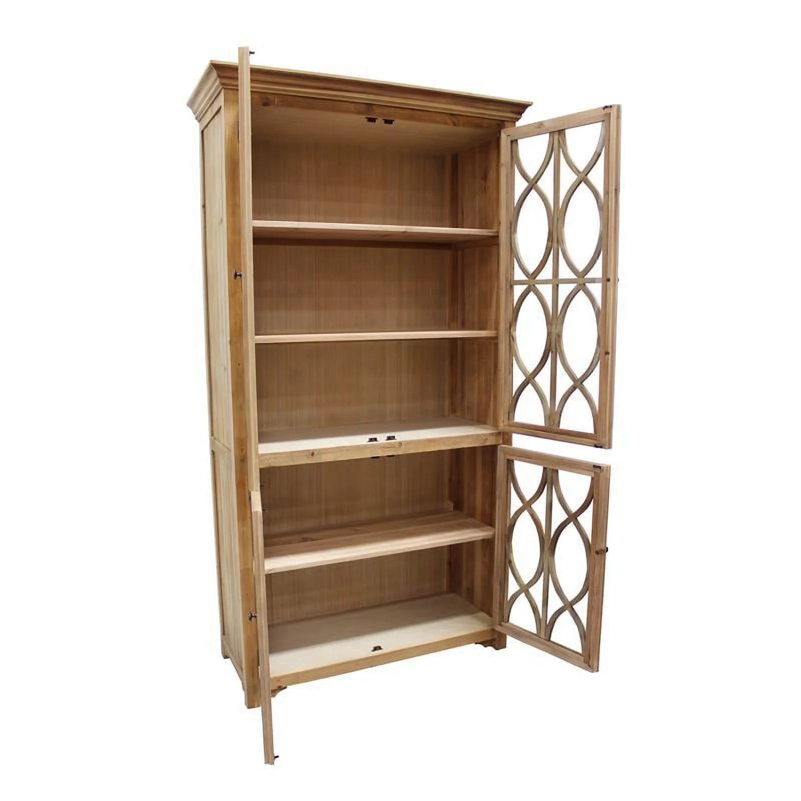 Manhattan Beach Ikki 4 Glass Door Solid Wood Cabinet Natural B550855