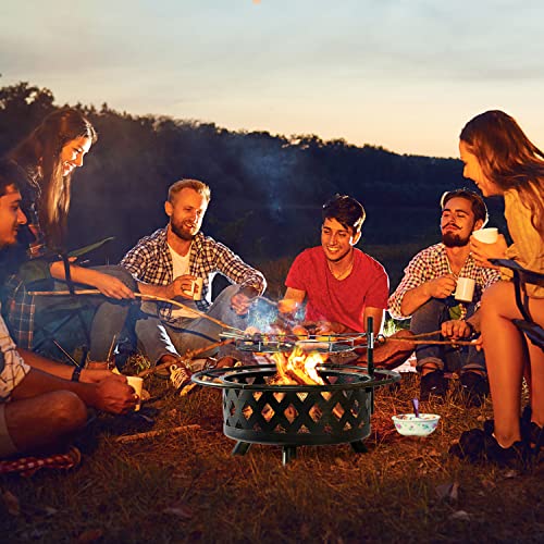 Outdoor Wood Burning Fire Pit with Spark Screen Doors a7