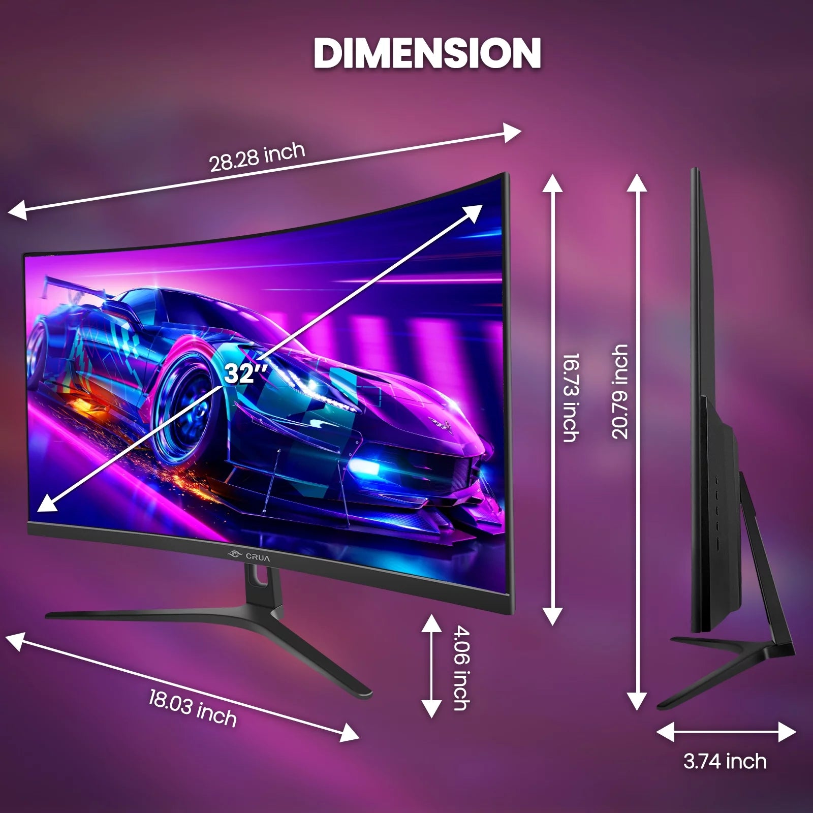 CRUA 32" 165Hz Curved Gaming Monitor, FHD 1080P, 1800R, 1ms, FreeSync R59580