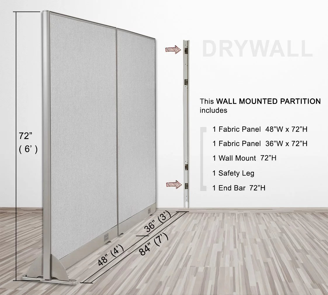 GOF 84"W x 72"H Wall Mounted Office Partition Cubicle Panel A557