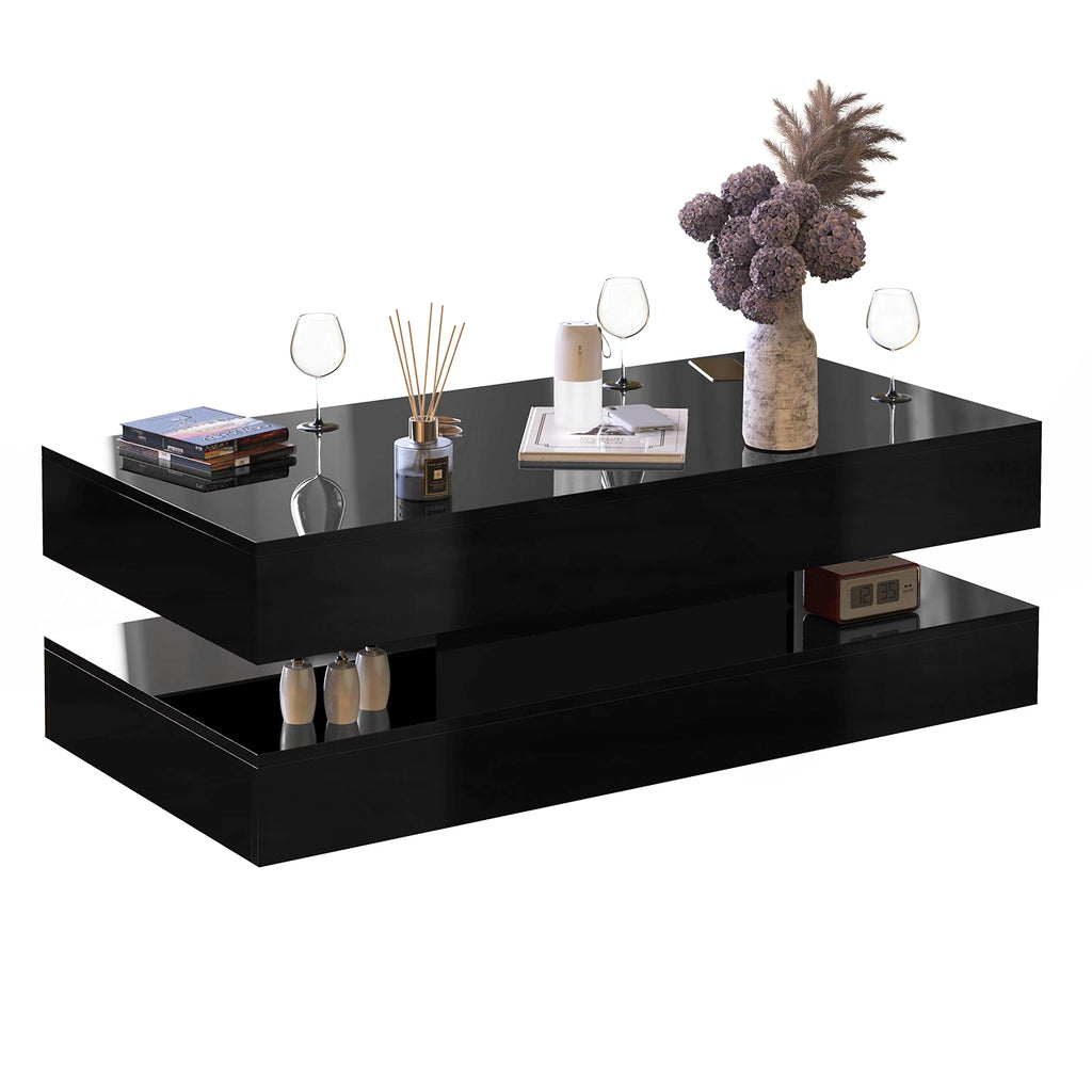 LED Coffee Table with 2 Storage Drawers, App Control k7m