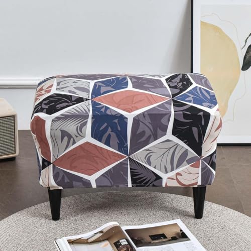 Stretch Ottoman Cover Rectangular Storage Ottoman Slipcover with Non-Slip Elastic Bottom T777