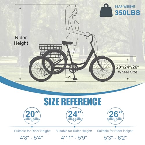 Adult Tricycle 3 Wheel Bike 7 Speed with Shopping Basket a7
