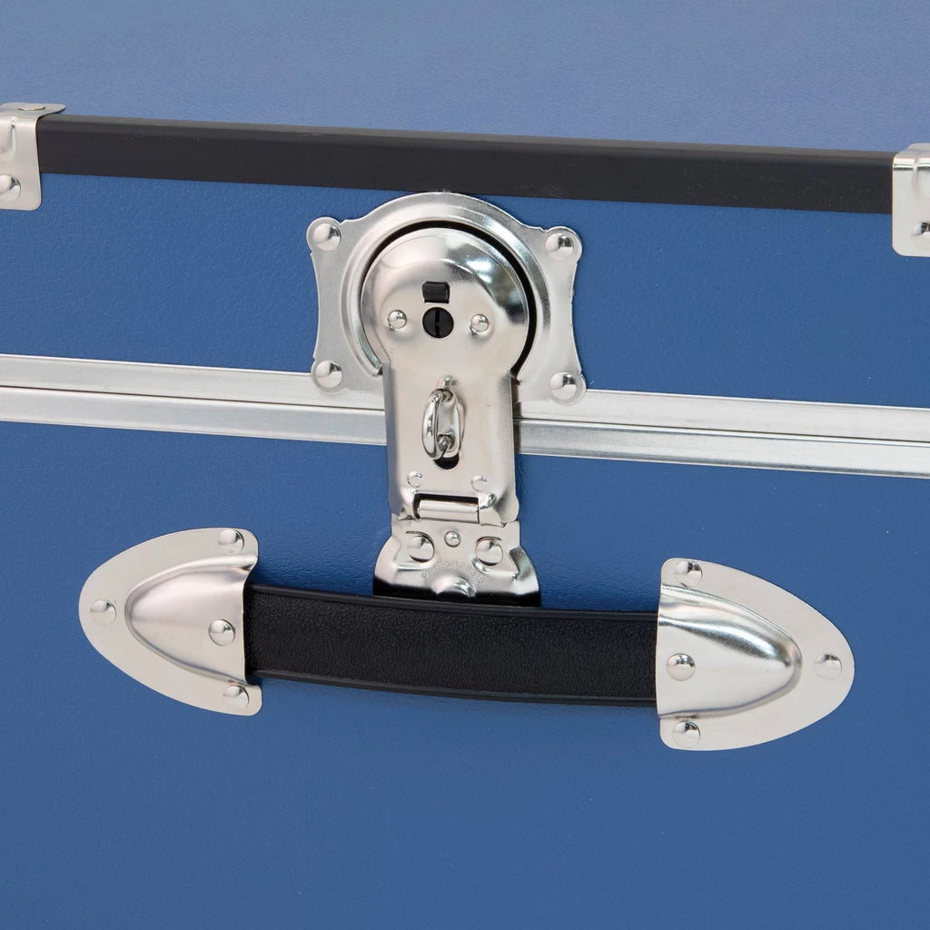 Wood Trunk with Wheels and Lock Mist Blue k7q