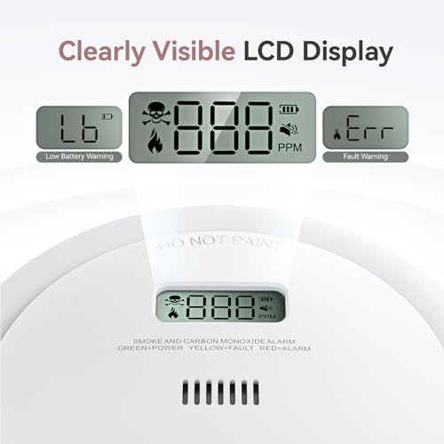 Smoke & Carbon Monoxide Detector Combo, 10-Year Battery, LCD Display, 1 Pack U630