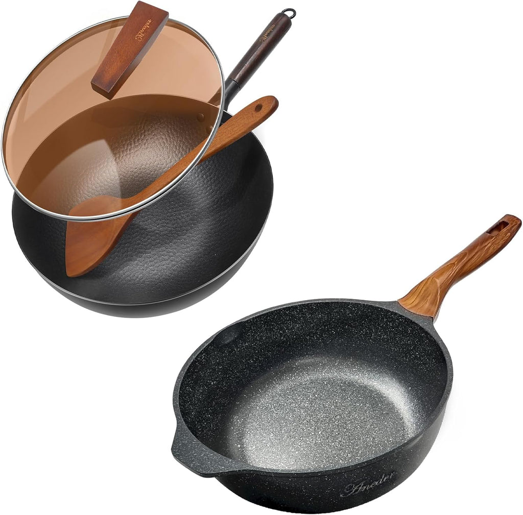12.5" Cast Iron Stir Fry Pan, Woks and Stir Fry Pans 11 Inch