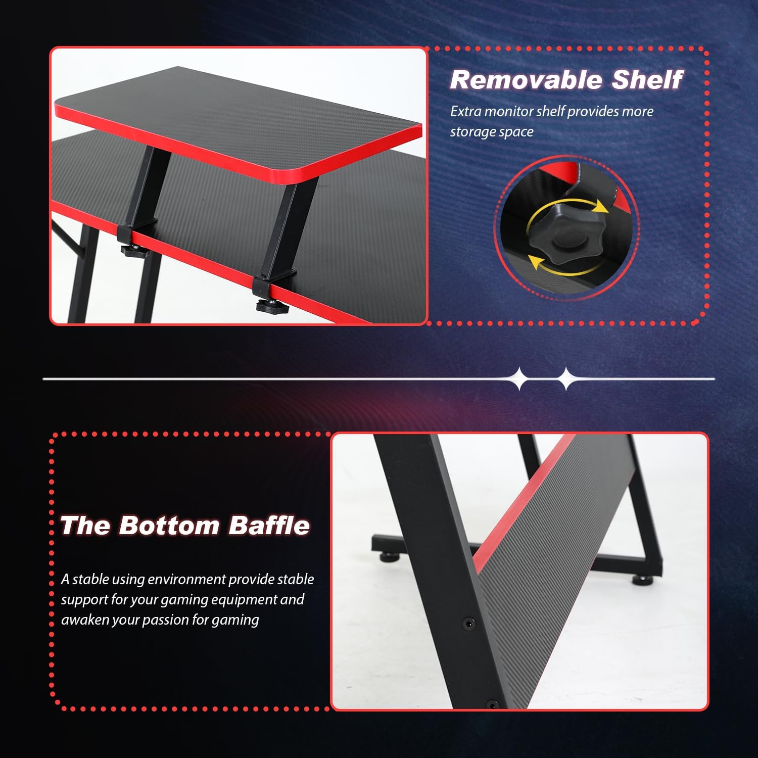 L Shaped Desk 50.4 Inch Corner Computer Desk with Monitor Stand, Black X6445