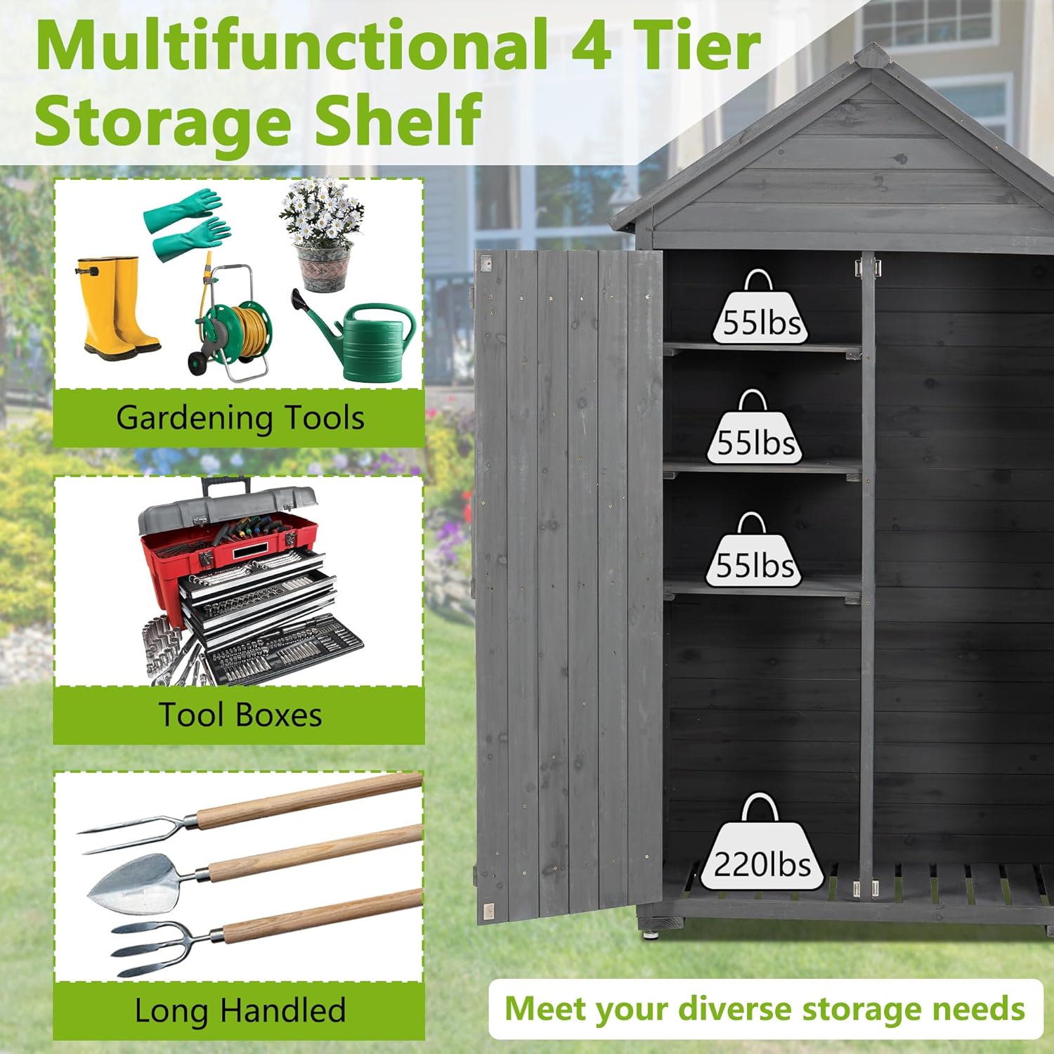 Outdoor Wooden Storage Shed with Lockable Door a7