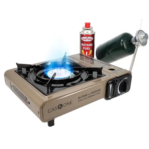 Propane or Butane Dual Fuel Portable Camping Stove with Carrying Case k7m