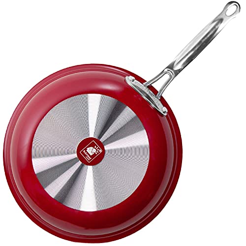 Red Copper 10 Inch Ceramic Non-Stick Fry Pan Skillet by BulbHead B658914