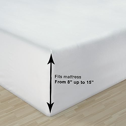 Organic Cotton Queen Sheets 8pc Percale Bedding White A7