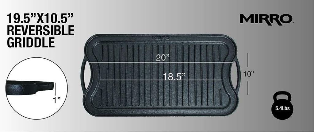 Mirro MIR-19055 Pre-Seasoned Cast Iron Reversible Grill/Griddle with Handles, 20 Inch G184927