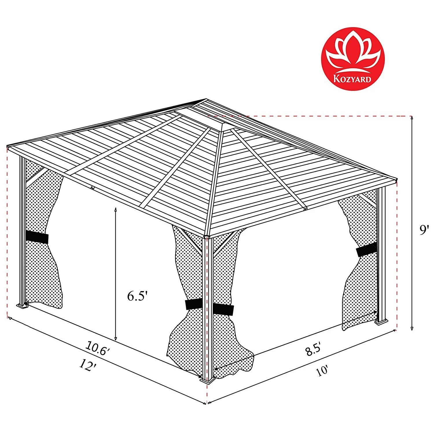Kozyard Caesar 10x12 Ft. Hardtop Permanent Gazebo Y3338