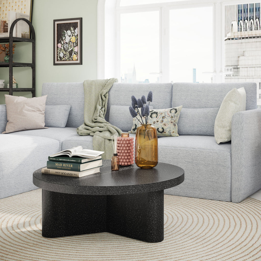 Modular Sectional Sofa with Ottoman Gray Fabric k7p