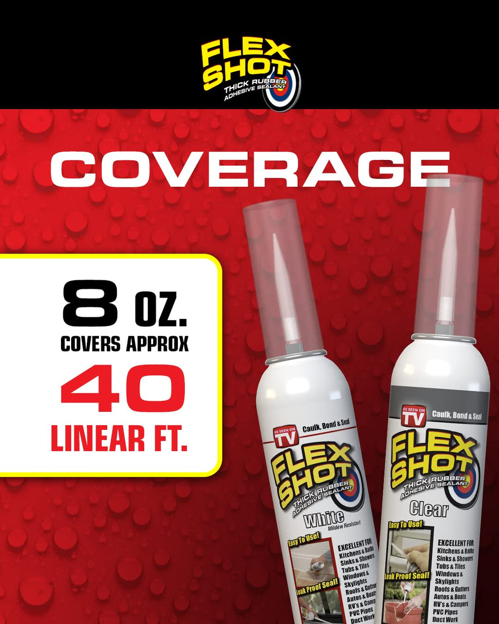 Flex Shot Rubber Silicone Sealant, 8 oz, 6-Pack, White G87290