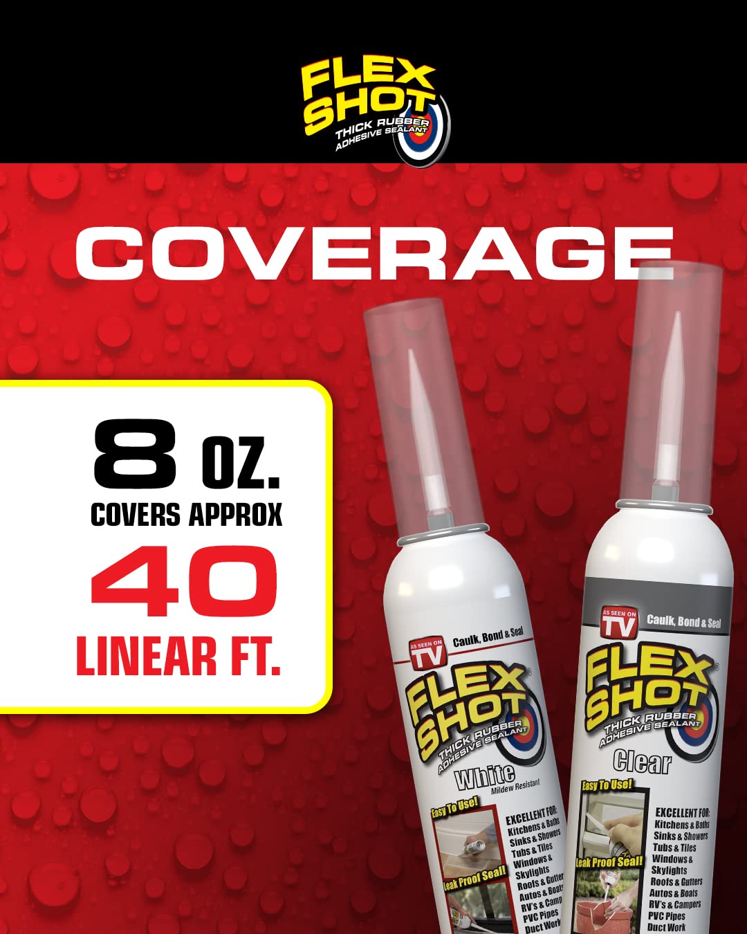 Flex Shot Rubber Silicone Sealant, 8 oz, 6-Pack, White G87290