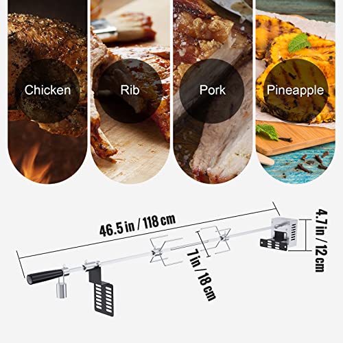 VEVOR Universal Grill Rotisserie Kit, Electric BBQ Motor, Stainless Steel, 32"/39" Spit Rod N3215