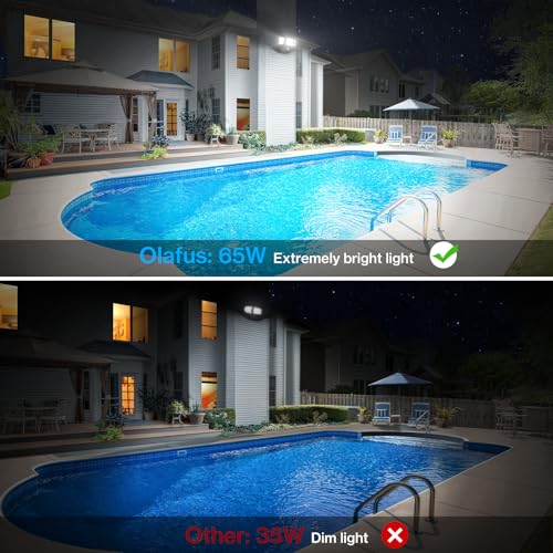 Olafus 65W Motion Sensor Outdoor LED Security Light, 2 Pack, 6000LM, Black N8841