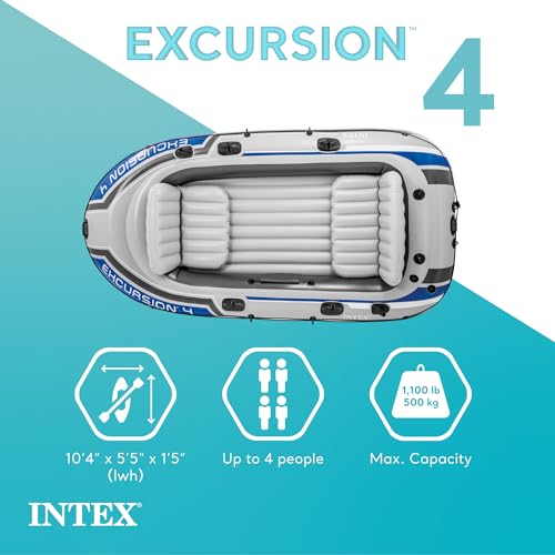 INTEX Excursion Inflatable Boat with Oars and High-Output Pump A61247