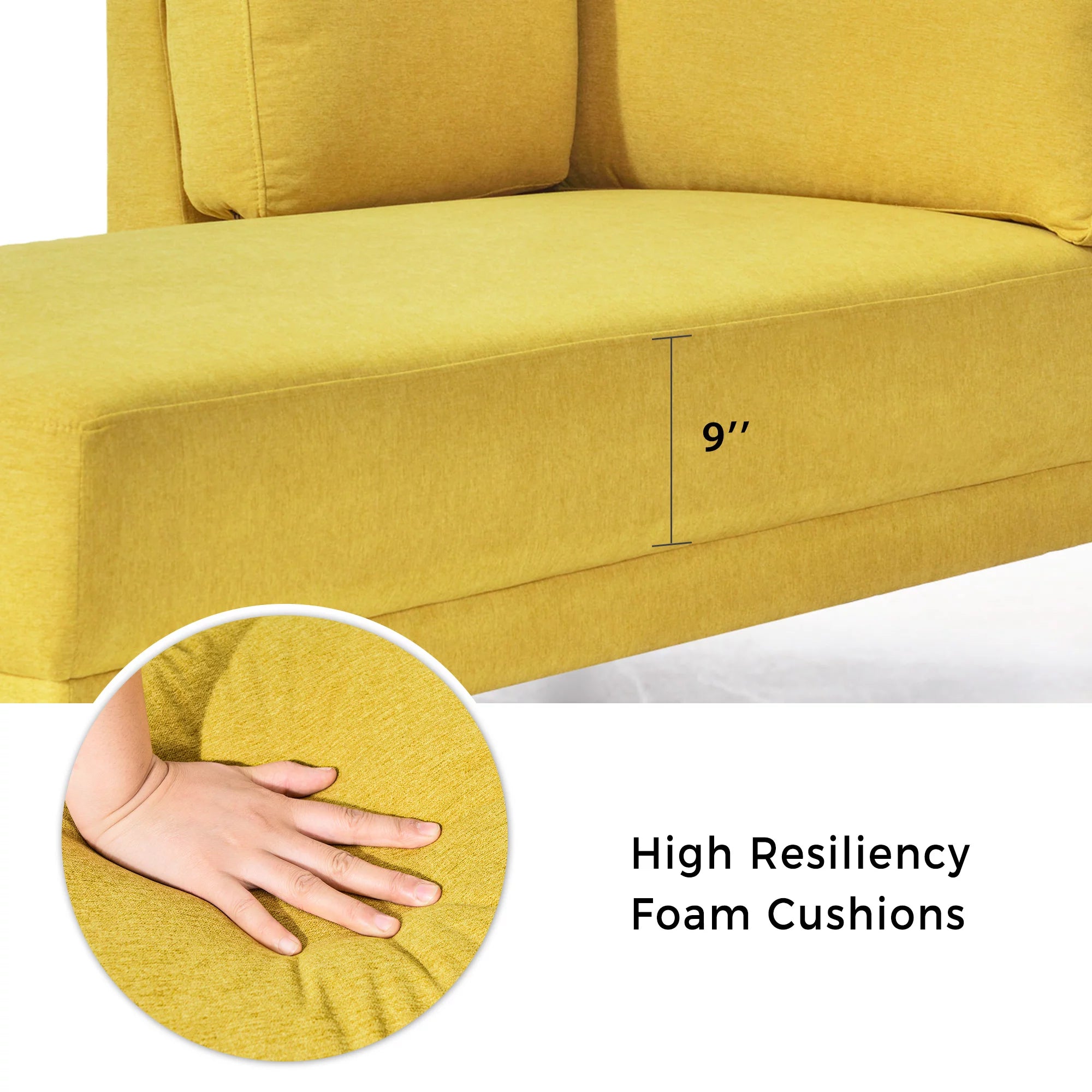 Yellow Chaise Lounge Chair with Arms for Living Room F7690