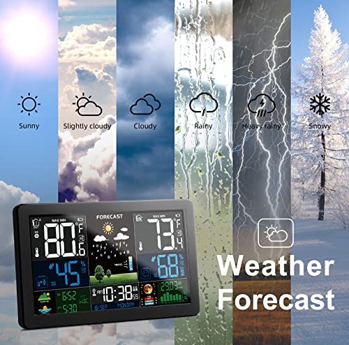 Wireless Weather Station Indoor Outdoor Thermometer with Color Display E5003