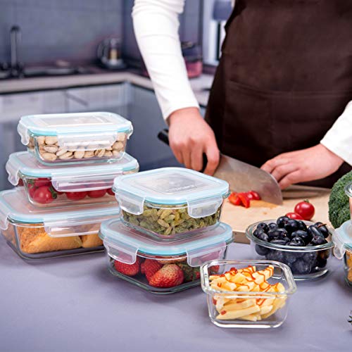 Glass Food Storage Containers with Lids, 18 Piece, BPA Free & Leak Proof E7081
