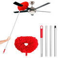 Ceiling Fan Cleaner Duster High Ceiling Extended Fan Blade Cleaner from 13 to 50 Inch Reusable Microfiber Ceiling Fan Duster with Extension Handle for Furniture Bookshelves Wall Door (Orange)