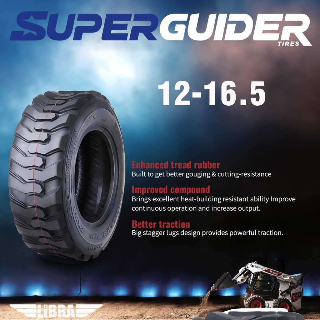 Heavy Duty 12-16.5 12 Ply Skid Steer Tire with Rim Guard Y9649