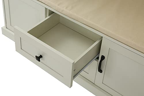 Hall Tree Coat Hanger with Storage Bench, Beige G7700