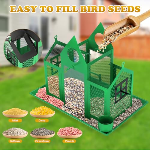 Solar Bird Feeder for Outside Hanging Metal Wild Bird Feeder Blue k7