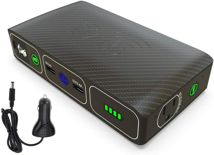 HALO Bolt Wireless Laptop Power Bank - 44400 mWh Portable Phone Laptop Charger Car Jump Starter with AC Outlet and Car Charger, Black Graphite (114425)