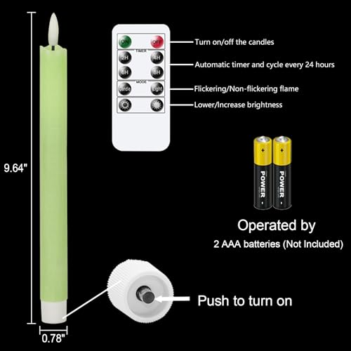 Drip Wax Flameless Taper Candles with Remote, Battery Operated LED Warm Light, Pack of 6 Ivory 9.64 Inch k7