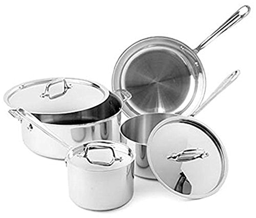 All-Clad 7 Piece Tri-Ply Stainless Steel Cookware Set T372
