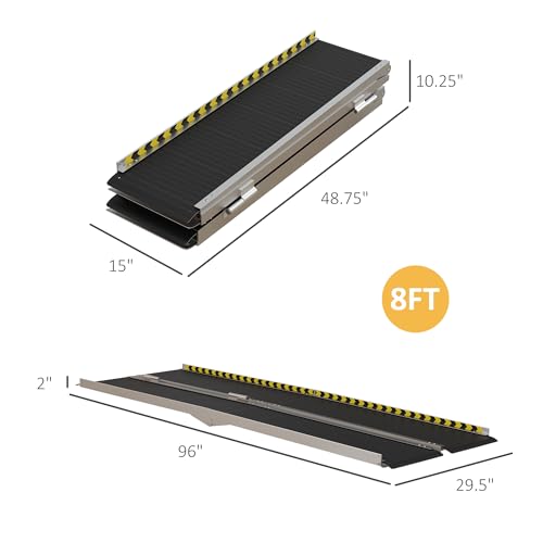 Foldable Wheelchair Ramp 8FT Aluminum Non-Slip q7